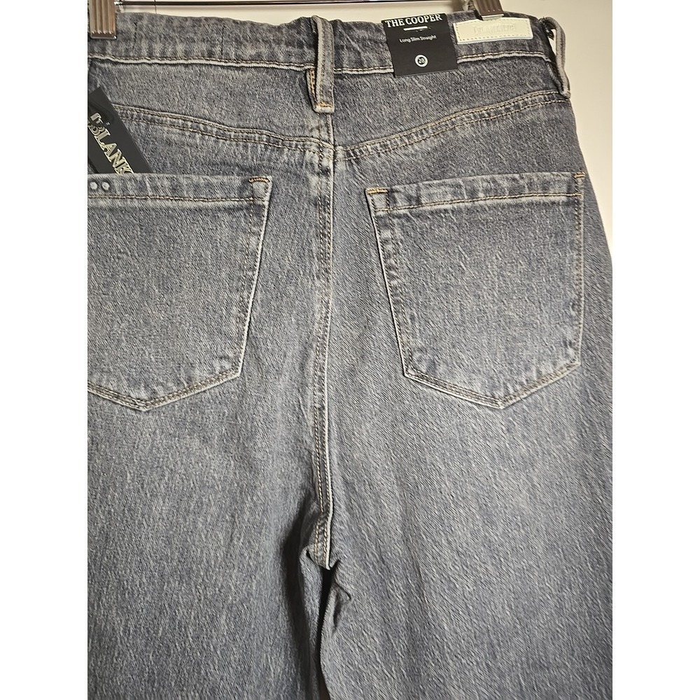 Blank‎ NYC Cooper Long Slim Straight Pant Big Fan Jean Gray White Stripe Size 28 - Picture 14 of 16
